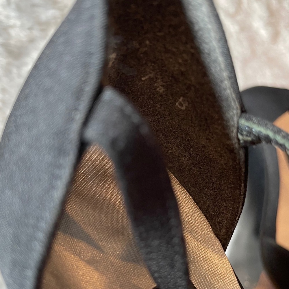 VTG Stuart Weitzman Black Satin Ankle Strap Pointed Toe Block Heel Pumps 7.5 B - Picture 8 of 9